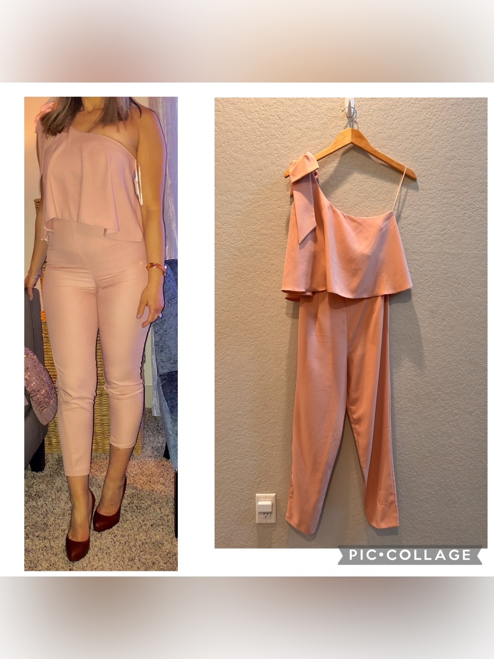 Miss Selfridge petite One-Shoulder Blush Pink Jumpsuit